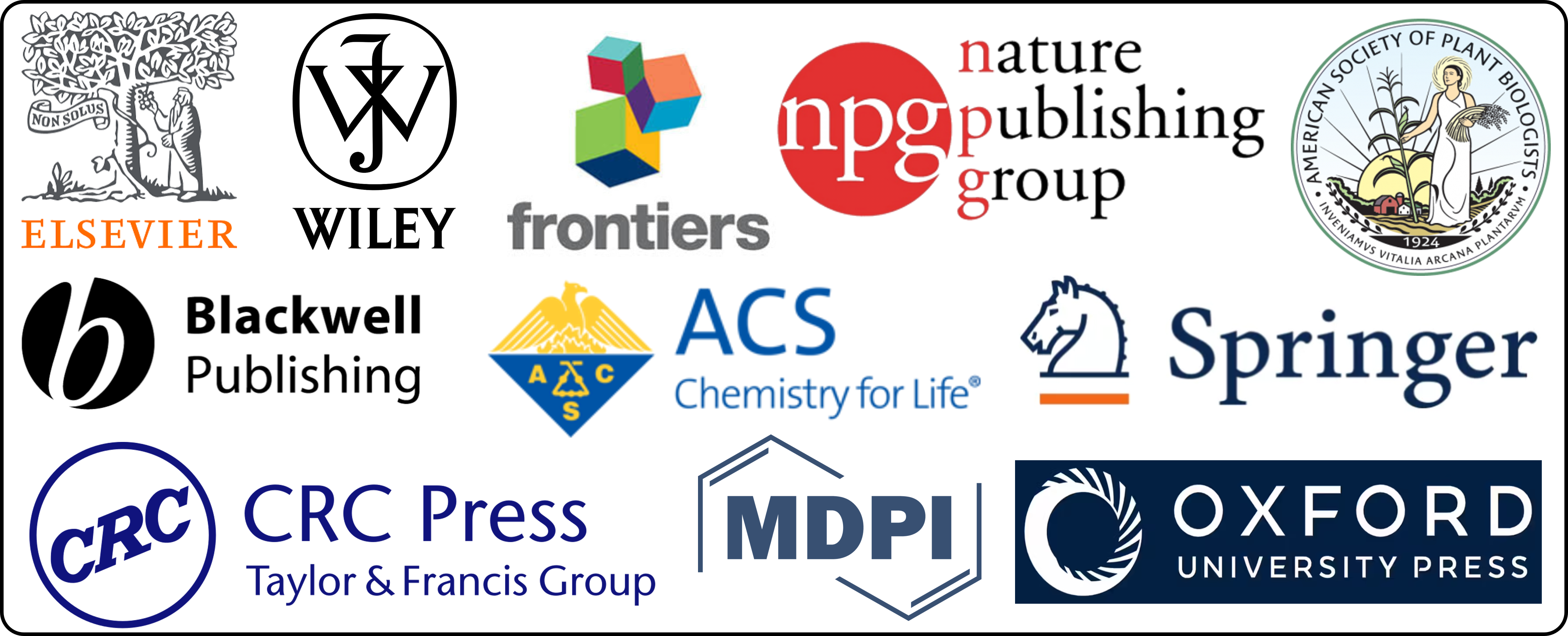 Representative scientific journals in which I have published peer-reviewed research